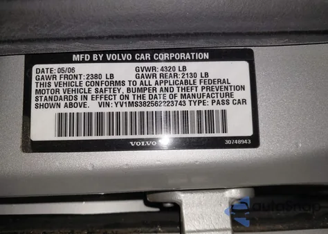 2006 Volvo S40 2.4I из США, поврежденный, VIN YV1MS382562223743